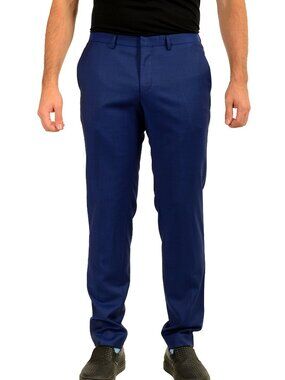 Hugo Boss "Reymond/Wenten" Extra Slim Fit 100%Wool Blue Dress Pants US 32R IT 48